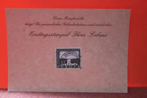 16.7.1958; Geburtstagskarte- Ersttagskarte - Diese Briefmarke trägt Ihr persönliches Geburtsdatum und somit den Ersttagsstempel Ihres Lebens