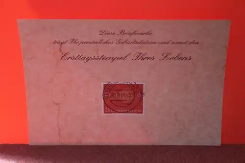 29.9.1960; Geburtstagskarte- Ersttagskarte - Diese Briefmarke trägt Ihr persönliches Geburtsdatum und somit den Ersttagsstempel Ihres Lebens