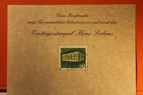 1.9.1969; Geburtstagskarte- Ersttagskarte - Diese Briefmarke trägt Ihr persönliches Geburtsdatum und somit den Ersttagsstempel Ihres Lebens