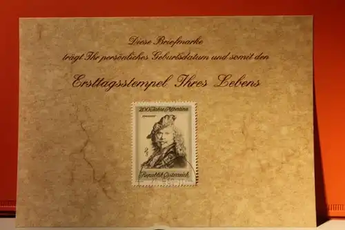 26.9.1969; Geburtstagskarte- Ersttagskarte - Diese Briefmarke trägt Ihr persönliches Geburtsdatum und somit den Ersttagsstempel Ihres Lebens