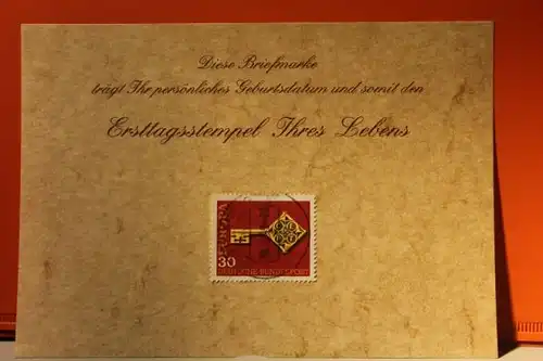30.1.1969; Geburtstagskarte- Ersttagskarte - Diese Briefmarke trägt Ihr persönliches Geburtsdatum und somit den Ersttagsstempel Ihres Lebens