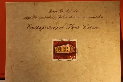 28.4.1969; Geburtstagskarte- Ersttagskarte - Diese Briefmarke trägt Ihr persönliches Geburtsdatum und somit den Ersttagsstempel Ihres Lebens