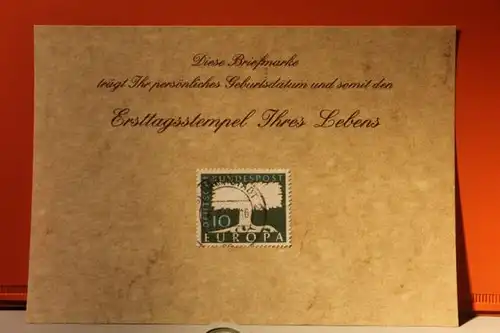 6.2.1968; Geburtstagskarte- Ersttagskarte - Diese Briefmarke trägt Ihr persönliches Geburtsdatum und somit den Ersttagsstempel Ihres Lebens