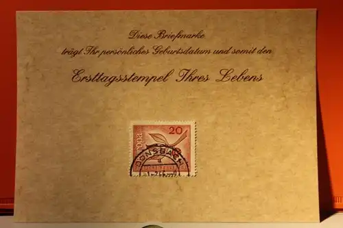 1.2.1966; Geburtstagskarte- Ersttagskarte - Diese Briefmarke trägt Ihr persönliches Geburtsdatum und somit den Ersttagsstempel Ihres Lebens