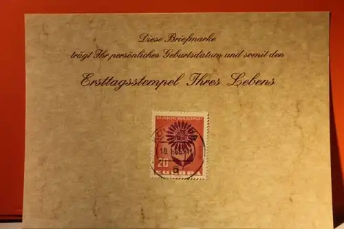 10.1.1966; Geburtstagskarte- Ersttagskarte - Diese Briefmarke trägt Ihr persönliches Geburtsdatum und somit den Ersttagsstempel Ihres Lebens