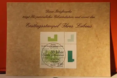 7.5.1998; Geburtstagskarte- Ersttagskarte - Diese Briefmarke trägt Ihr persönliches Geburtsdatum und somit den Ersttagsstempel Ihres Lebens