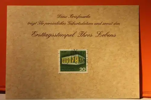 29.5.1969; Geburtstagskarte- Ersttagskarte - Diese Briefmarke trägt Ihr persönliches Geburtsdatum und somit den Ersttagsstempel Ihres Lebens