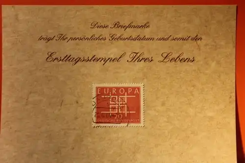 26.6.1964; Geburtstagskarte- Ersttagskarte - Diese Briefmarke trägt Ihr persönliches Geburtsdatum und somit den Ersttagsstempel Ihres Lebens