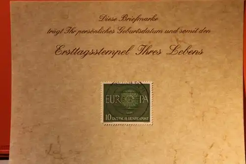 12.6.1962; Geburtstagskarte- Ersttagskarte - Diese Briefmarke trägt Ihr persönliches Geburtsdatum und somit den Ersttagsstempel Ihres Lebens