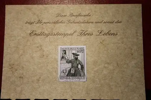 1.12.1972; Personalisierte Geburtstagskarte; Personalisierte Ersttagskarte; Personalisierte Geburtskarte