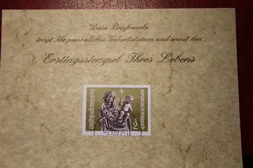 1.12.1972; Personalisierte Geburtstagskarte; Personalisierte Ersttagskarte; Personalisierte Geburtskarte