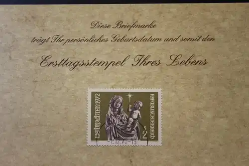 1.12.1972; Personalisierte Geburtstagskarte; Personalisierte Ersttagskarte; Personalisierte Geburtskarte