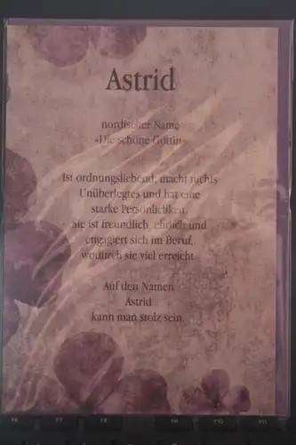 Astrid, Namenskarte, Geburtstagskarte, Glückwunschkarte, Personalisierte Karte

, Namen Astrid