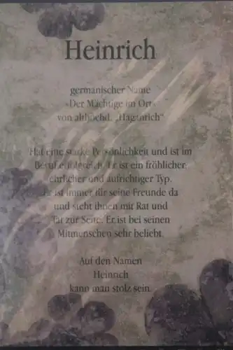 Heinrich, Namenskarte, Geburtstagskarte, Glückwunschkarte, Personalisierte Karte

, Namen Heinrich