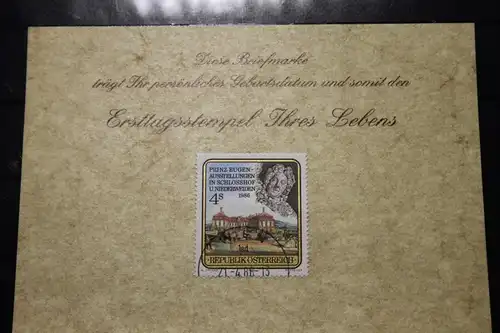 21.4.1986; Personalisierte Geburtstagskarte; Personalisierte Ersttagskarte; Personalisierte Geburtskarte