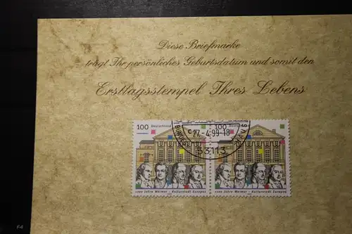 27.4.1999; Personalisierte Geburtstagskarte; Personalisierte Ersttagskarte; Personalisierte Geburtskarte