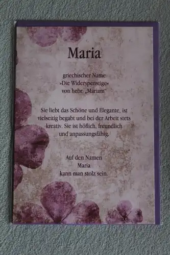 Maria, Namenskarte Maria, Geburtstagskarte Maria, Glückwunschkarte Maria, Personalisierte Karte

 Maria