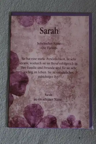 Sarah, Namenskarte Sarah, Geburtstagskarte Sarah, Glückwunschkarte Sarah, Personalisierte Karte

 Sarah