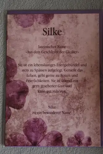 Silke, Namenskarte Silke, Geburtstagskarte Silke, Glückwunschkarte Silke, Personalisierte Karte

 Silke