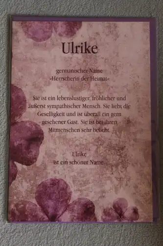 Ulrike, Namenskarte Ulrike, Geburtstagskarte Ulrike, Glückwunschkarte Ulrike, Personalisierte Karte

 Ulrike