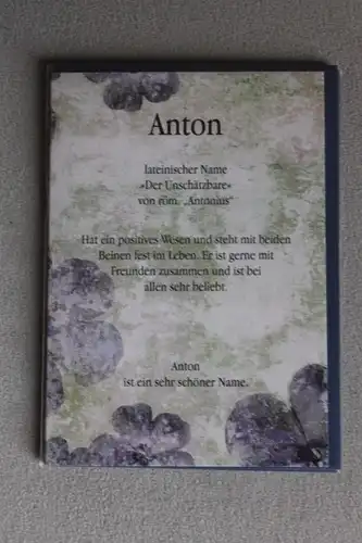 Anton, Namenskarte Anton, Geburtstagskarte Anton, Glückwunschkarte Anton, Personalisierte Karte

 Anton