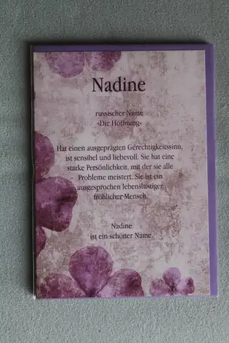 Nadine, Namenskarte Nadine, Geburtstagskarte Nadine, Glückwunschkarte Nadine, Personalisierte Karte

 Nadine