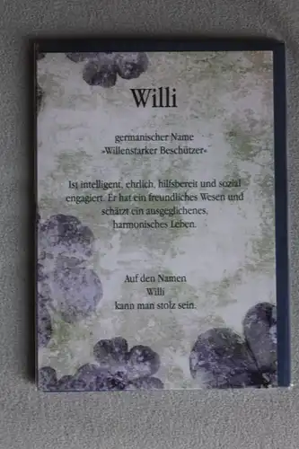 Willi, Namenskarte Willi, Geburtstagskarte Willi, Glückwunschkarte Willi, Personalisierte Karte

 Willi