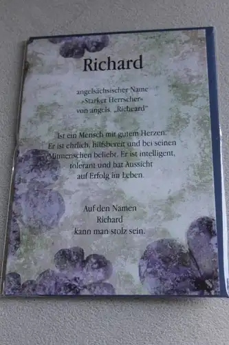 Richard, Namenskarte Richard; Geburtstagskarte Richard, Glückwunschkarte Richard, Personalisierte Karte

 Richard