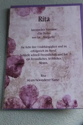 Rita, Namenskarte Rita; Geburtstagskarte Rita, Glückwunschkarte Rita, Personalisierte Karte

 Rita