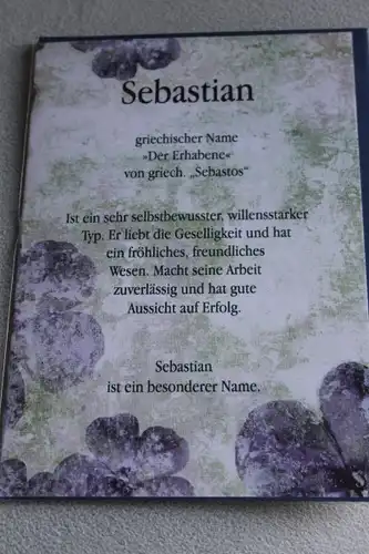 Sebastian, Namenskarte Sebastian; Geburtstagskarte Sebastian, Glückwunschkarte Sebastian, Personalisierte Karte

 Sebastian