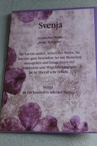 Svenja, Namenskarte Svenja; Geburtstagskarte Svenja, Glückwunschkarte Svenja, Personalisierte Karte

 Svenja