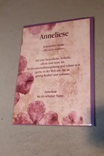 Anneliese, Namenskarte Anneliese, Geburtstagskarte Anneliese, Glückwunschkarte Anneliese, Personalisierte Karte

 Anneliese