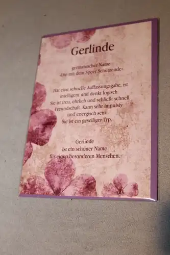 Gerlinde, Namenskarte Gerlinde, Geburtstagskarte Gerlinde, Glückwunschkarte Gerlinde, Personalisierte Karte

 Gerlinde