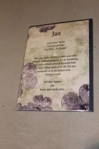 Jan, Namenskarte Jan, Geburtstagskarte Jan, Glückwunschkarte Jan, Personalisierte Karte

 Jan