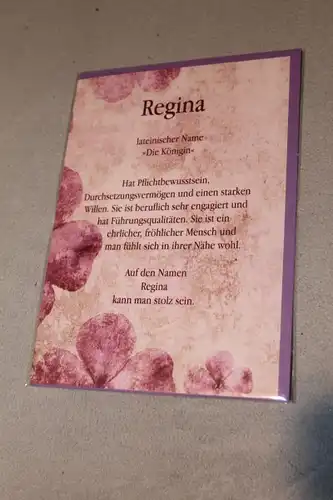 Regina, Namenskarte Regina, Geburtstagskarte Regina, Glückwunschkarte Regina, Personalisierte Karte

 Regina
