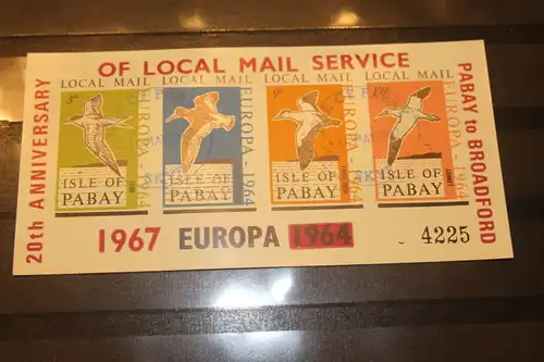 Isle of Pabay EUROPA-UNION-Mitläufer, CEPT-Mitläufer, Englische Insel-Lokalpost-Marken Blockausgabe 1967