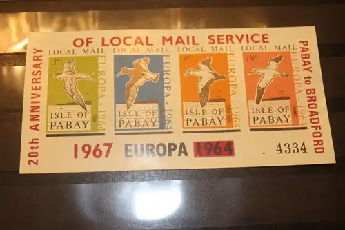 Isle of Pabay EUROPA-UNION-Mitläufer, CEPT-Mitläufer, Englische Insel-Lokalpost-Marken Blockausgabe 1967