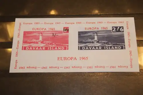 Davar Island, EUROPA-UNION-Mitläufer, CEPT-Mitläufer, Englische Insel-Lokalpost-Marken Blockausgabe 1965