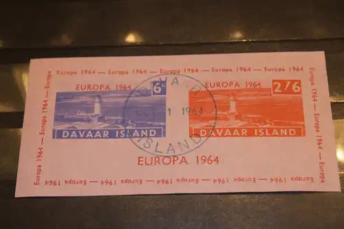 Davar Island, EUROPA-UNION-Mitläufer, CEPT-Mitläufer, Englische Insel-Lokalpost-Marken Blockausgabe 1964