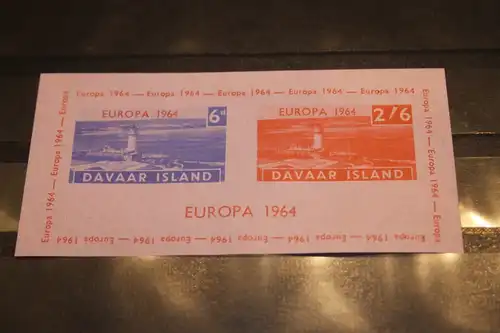 Davar Island, EUROPA-UNION-Mitläufer, CEPT-Mitläufer, Englische Insel-Lokalpost-Marken Blockausgabe 1964