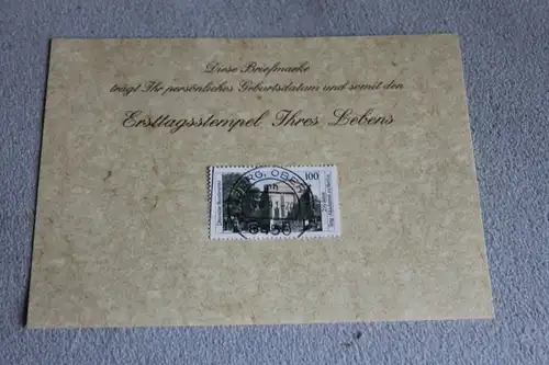 Personalisierte Ersttagskarte vom 10.12.1991; Personalisierte Geburtstagskarte mit Briefmarke und Stempel mit Geburtstagsdatum 