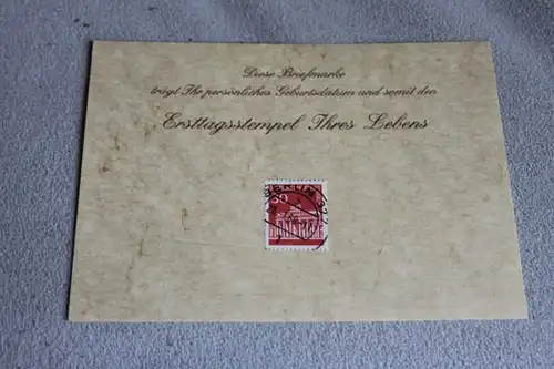 Personalisierte Ersttagskarte vom 26.1.1968; Personalisierte Geburtstagskarte mit Briefmarke und Stempel mit Geburtstagsdatum 