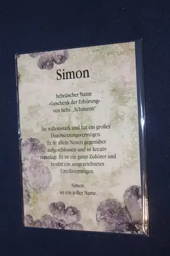 Simon, Namenskarte Simon, Geburtstagskarte Simon, Glückwunschkarte Simon, Personalisierte Karte

 Simon