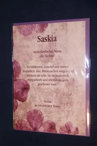 Saskia, Namenskarte Saskia, Geburtstagskarte Saskia, Glückwunschkarte Saskia, Personalisierte Karte

 Saskia