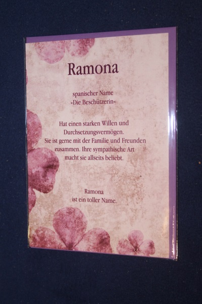 Ramona, Namenskarte Ramona, Geburtstagskarte Ramona, Glückwunschkarte