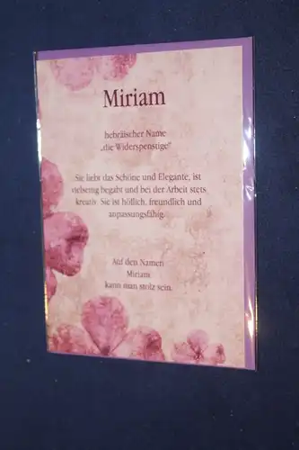 Miriam, Namenskarte Miriam, Geburtstagskarte Miriam, Glückwunschkarte Miriam, Personalisierte Karte

 Miriam