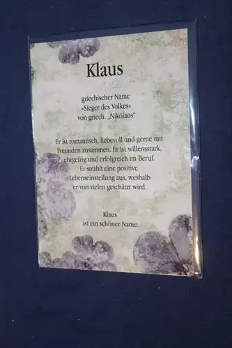 Klaus, Namenskarte Klaus, Geburtstagskarte Klaus, Glückwunschkarte Klaus, Personalisierte Karte

 Klaus