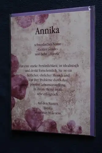 Annika, Namenskarte, Geburtstagskarte, Glückwunschkarte, Personalisierte Karte, Namen Annika