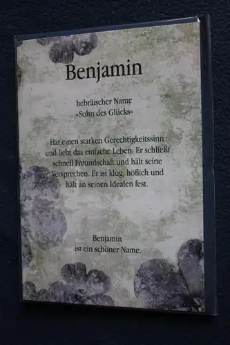 Benjamin, Namenskarte, Geburtstagskarte, Glückwunschkarte, Personalisierte Karte, Namen Benjamin