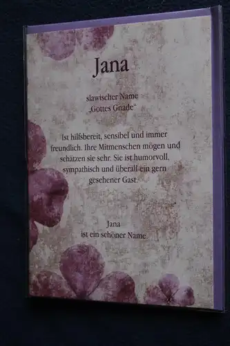 Jana, Namenskarte, Geburtstagskarte, Glückwunschkarte, Personalisierte Karte, Namen Jana